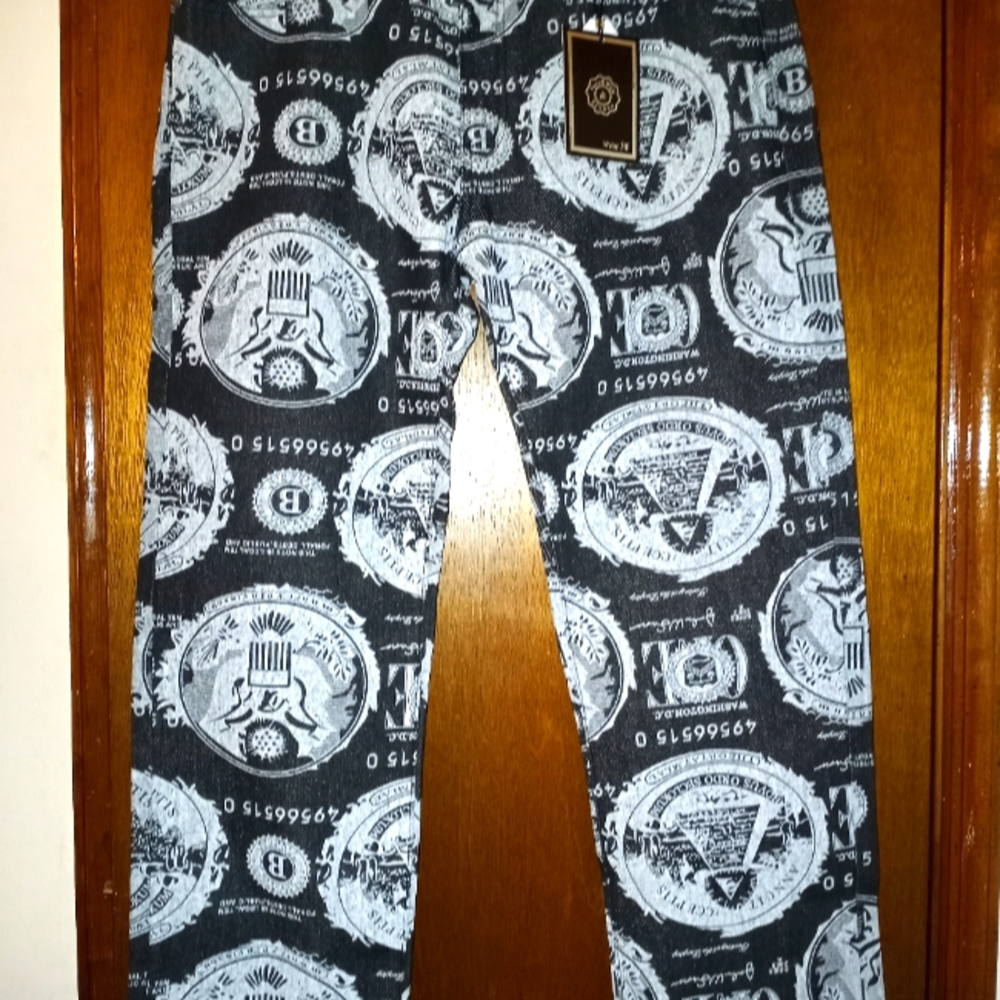 Men's black/gray denim print size 38 BRAND NEW